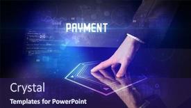  Presentation with payment - Slide deck consisting of hand-touching-digital-table background and a navy blue colored foreground