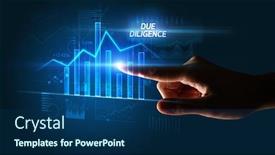  Presentation with concept - Slide deck with hand-touching-due-diligence-button background and a ocean colored foreground