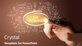  Presentation with business plan - Cool new PPT theme with hand-touching-due-diligence-inscription backdrop and a tawny brown colored foreground