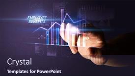  Presentation with employee benefits - Amazing slides having hand-touching-employee-benefits-button backdrop and a wine colored foreground