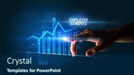  Presentation with employee benefits - Presentation theme consisting of hand-touching-employee-benefits-button background and a ocean colored foreground