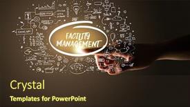  Presentation with facility management - PPT theme enhanced with hand-touching-facility-management-inscription background and a tawny brown colored foreground