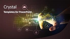  Presentation with failure - Slide set enhanced with hand-touching-failure-inscription-cybersecurity background and a wine colored foreground