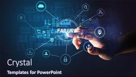 Presentation with failure - Colorful presentation theme enhanced with hand-touching-failure-inscription-cybersecurity backdrop and a navy blue colored foreground