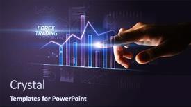  Presentation with forex trading - Amazing PPT theme having hand-touching-forex-trading-button backdrop and a wine colored foreground
