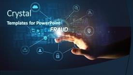  Presentation with cybersecurity - Theme consisting of hand-touching-fraud-inscription-cybersecurity background and a ocean colored foreground
