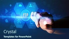  Presentation with new technology - Audience pleasing theme consisting of hand-touching-ftp-inscription-new backdrop and a ocean colored foreground