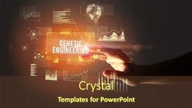  Presentation with genetic - Beautiful slides featuring hand-touching-genetic-engineering-inscription backdrop and a tawny brown colored foreground