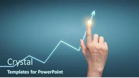  Presentation with financial market - Slide set with hand-touching-graphs-of-financial background and a ocean colored foreground