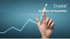  Presentation with financial market - Amazing presentation theme having hand-touching-graphs-of-financial backdrop and a teal colored foreground