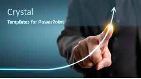  Presentation with financial analysis - Audience pleasing presentation design consisting of hand-touching-graphs-of-financial backdrop and a ocean colored foreground