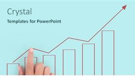  Presentation with financial market - PPT theme enhanced with hand-touching-graphs-of-financial background and a cool aqua colored foreground