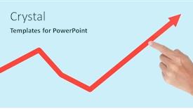  Presentation with financial market - PPT layouts having hand-touching-graphs-of-financial background and a cool aqua colored foreground