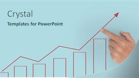  Presentation with financial market - PPT theme having hand-touching-graphs-of-financial background and a light blue colored foreground
