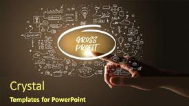  Presentation with business profit - Cool new theme with hand-touching-gross-profit-inscription backdrop and a tawny brown colored foreground