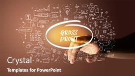  Presentation with business profit - Presentation theme featuring hand-touching-gross-profit-inscription background and a tawny brown colored foreground