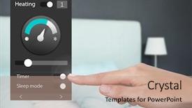  Presentation with automation system - Beautiful presentation design featuring hand touching home automation system backdrop and a coral colored foreground