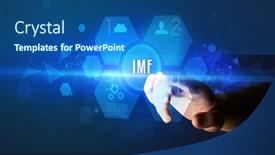  Presentation with new technology - Beautiful slides featuring hand-touching-imf-inscription-new backdrop and a ocean colored foreground