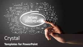  Presentation with business plan - Amazing slides having hand-touching-income-statement-inscription backdrop and a dark gray colored foreground