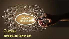  Presentation with business plan - Presentation consisting of hand-touching-income-statement-inscription background and a tawny brown colored foreground