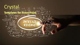  Presentation with revenue - Slide deck consisting of hand-touching-increase-revenue-inscription background and a tawny brown colored foreground