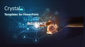  Presentation with cybersecurity - Theme enhanced with hand-touching-insurance-inscription-cybersecurity background and a ocean colored foreground