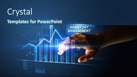  Presentation with inventory management - Colorful PPT layouts enhanced with hand-touching-inventory-management-button backdrop and a ocean colored foreground