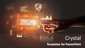  Presentation with automation - Beautiful slide set featuring hand-touching-marketing-automation-inscription backdrop and a tawny brown colored foreground