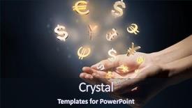  Presentation with money transfer - PPT layouts having hand touching money currency symbol background and a wine colored foreground