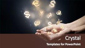  Presentation with money transfer - Audience pleasing slides consisting of hand touching money currency symbol backdrop and a tawny brown colored foreground