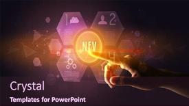  Presentation with new technology - Audience pleasing PPT theme consisting of hand-touching-nfv-inscription-new backdrop and a wine colored foreground