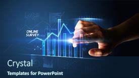  Presentation with online-survey - Slides featuring hand-touching-online-survey-button background and a ocean colored foreground