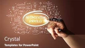  Presentation with business process - Presentation featuring hand-touching-optimization-process-inscription background and a tawny brown colored foreground