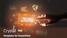  Presentation with process automation - Slide deck consisting of hand-touching-process-automation-inscription background and a tawny brown colored foreground