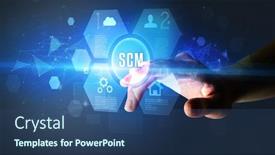  Presentation with new technology - Amazing slides having hand-touching-scm-inscription-new backdrop and a ocean colored foreground