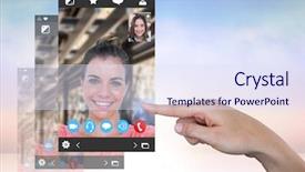  Presentation with chat - Slide deck enhanced with hand touching social video background and a  colored foreground