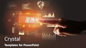  Presentation with new technology - Amazing slides having hand-touching-solar-energy-inscription backdrop and a tawny brown colored foreground
