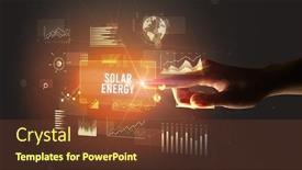  Presentation with energy solar - PPT layouts featuring hand-touching-solar-energy-inscription background and a tawny brown colored foreground