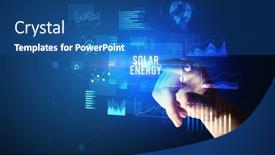  Presentation with energy solar - PPT theme enhanced with hand-touching-solar-energy-inscription background and a ocean colored foreground