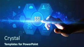  Presentation with new technology - Amazing theme having hand-touching-ssl-inscription-new backdrop and a ocean colored foreground