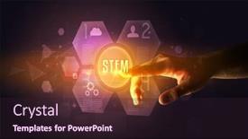  Presentation with stem - PPT theme featuring hand-touching-stem-inscription-new background and a wine colored foreground