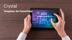  Presentation with bonfire night design hand - Presentation theme consisting of hand-touching-tablet-with-waveforms background and a tawny brown colored foreground