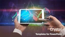  Presentation with statistics - Colorful presentation enhanced with hand touching tablet with worldwide backdrop and a violet colored foreground