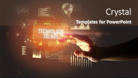  Presentation with technology trends - Slides consisting of hand-touching-technology-trends-inscription background and a tawny brown colored foreground