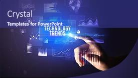  Presentation with technology trends - Slide deck with hand-touching-technology-trends-inscription background and a ocean colored foreground