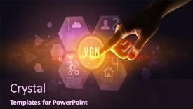  Presentation with new technology - PPT theme consisting of hand-touching-vpn-inscription-new background and a wine colored foreground