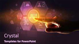  Presentation with web technology - Slides with hand-touching-web-inscription-new background and a wine colored foreground