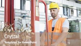  Presentation with steel factory - Cool new theme with hand truck with steel shaving backdrop and a  colored foreground