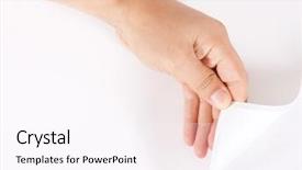  Presentation with blank - PPT layouts featuring hand turns blank paper background and a pink colored foreground