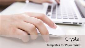  Presentation with keyboard - PPT theme having hand typing on laptop keyboard background and a soft green colored foreground